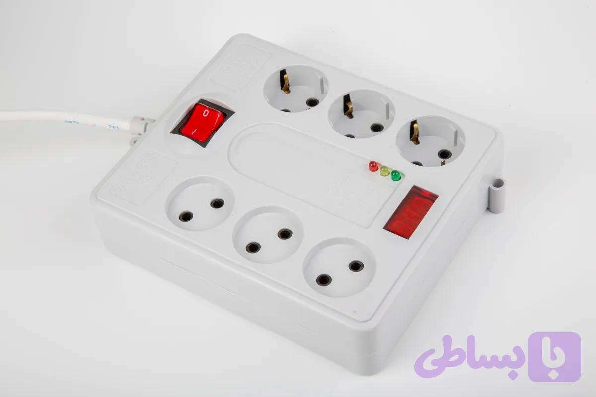 محافظ ولتاژ 6 خانه پارت الکتریک کابل 1.8 متری دیجیتال مدل 2060