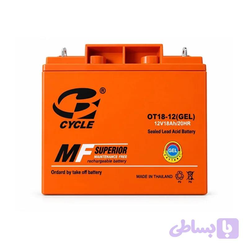 باتری UPS و موتور سیکلت 12 ولت 18 آمپر ساعت سایکل تایلندی مدل OT18-12(GEL)