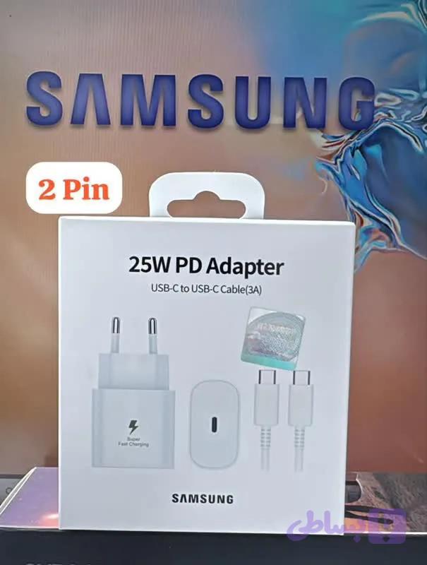 آداپتور25 وات سامسونگ 2 پین+کابل (غیر اصل) — تصویر 1