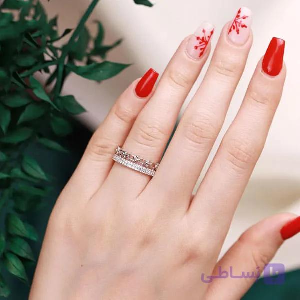 انگشتر نقره تیفانی نگین دار کد 15929 — تصویر 1