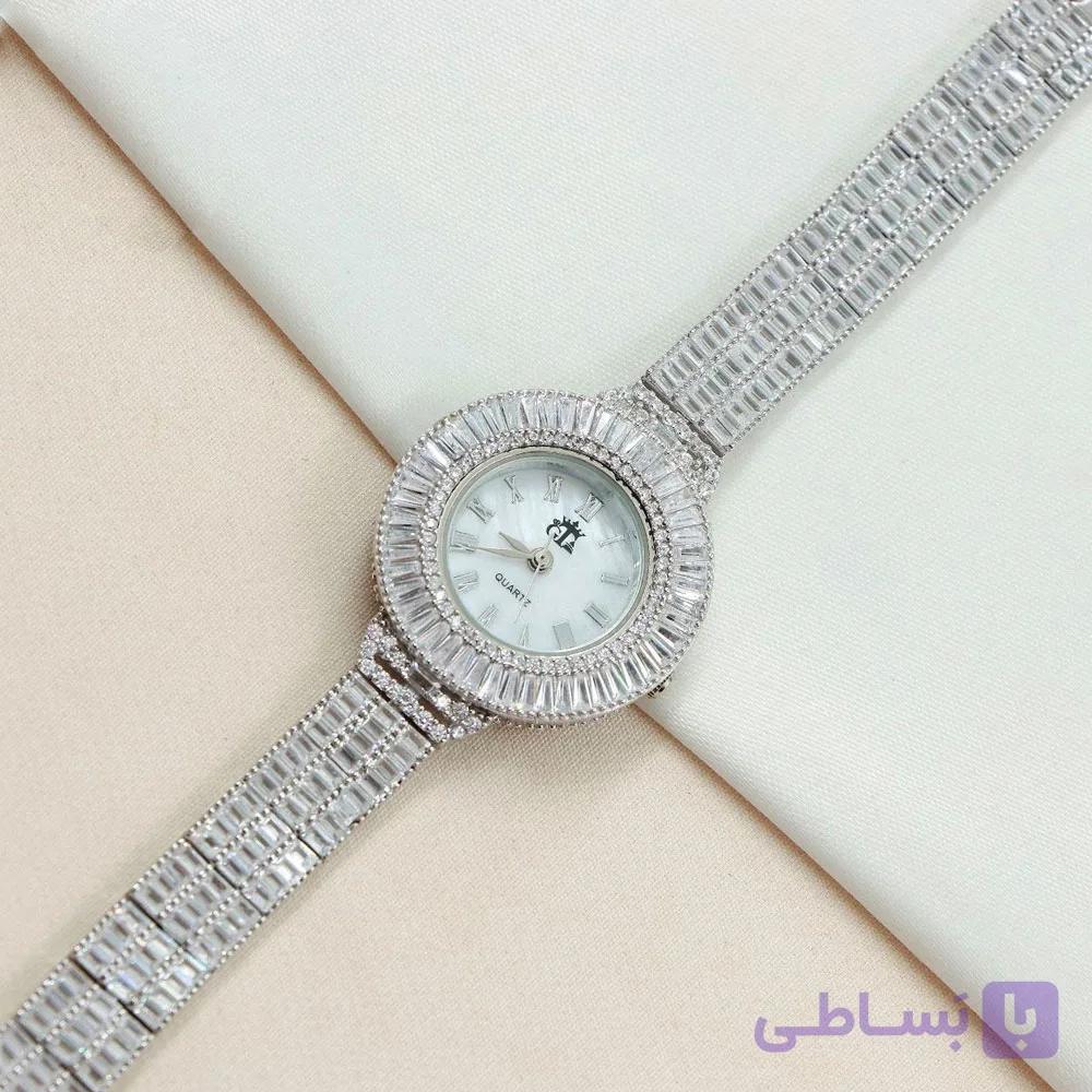 ساعت نقره زنانه نگین باگت کد 19243 — تصویر 1