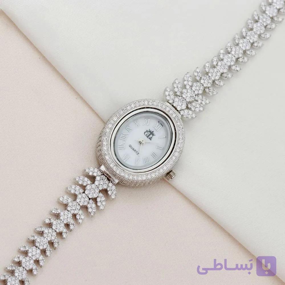 ساعت نقره زنانه صفحه بیضی کد 19219 — تصویر 1