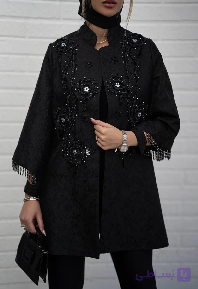 مانتو ژاکارد سنگدوزی مدل آستین النگویی