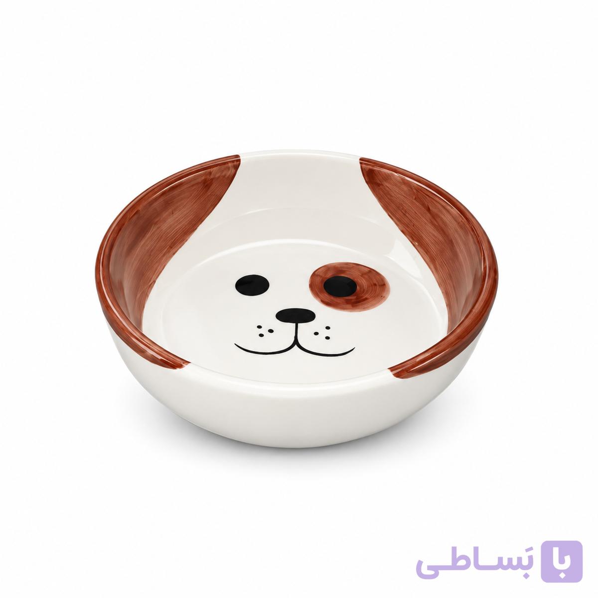 ظرف آب و غذا سرامیکی سگ پرس پت سایز بی لبه متوسط — تصویر 1