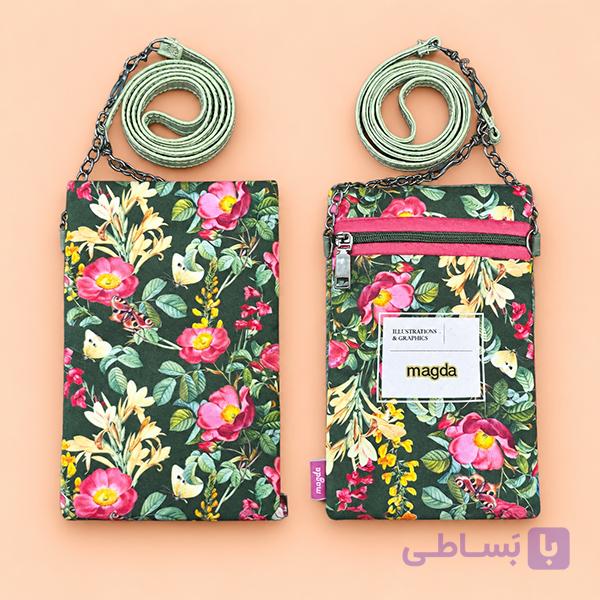 کیف پیاده روی تک زیپ گل درشت صورتی