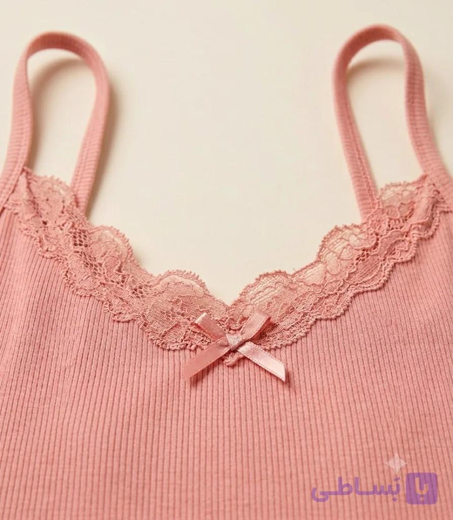 تاپ ساده یقه گیپور کبریتی لاوا کد 016