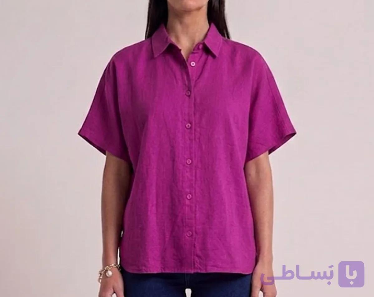 شومیز لینن اورجینال وارداتی ارغوان کد 012