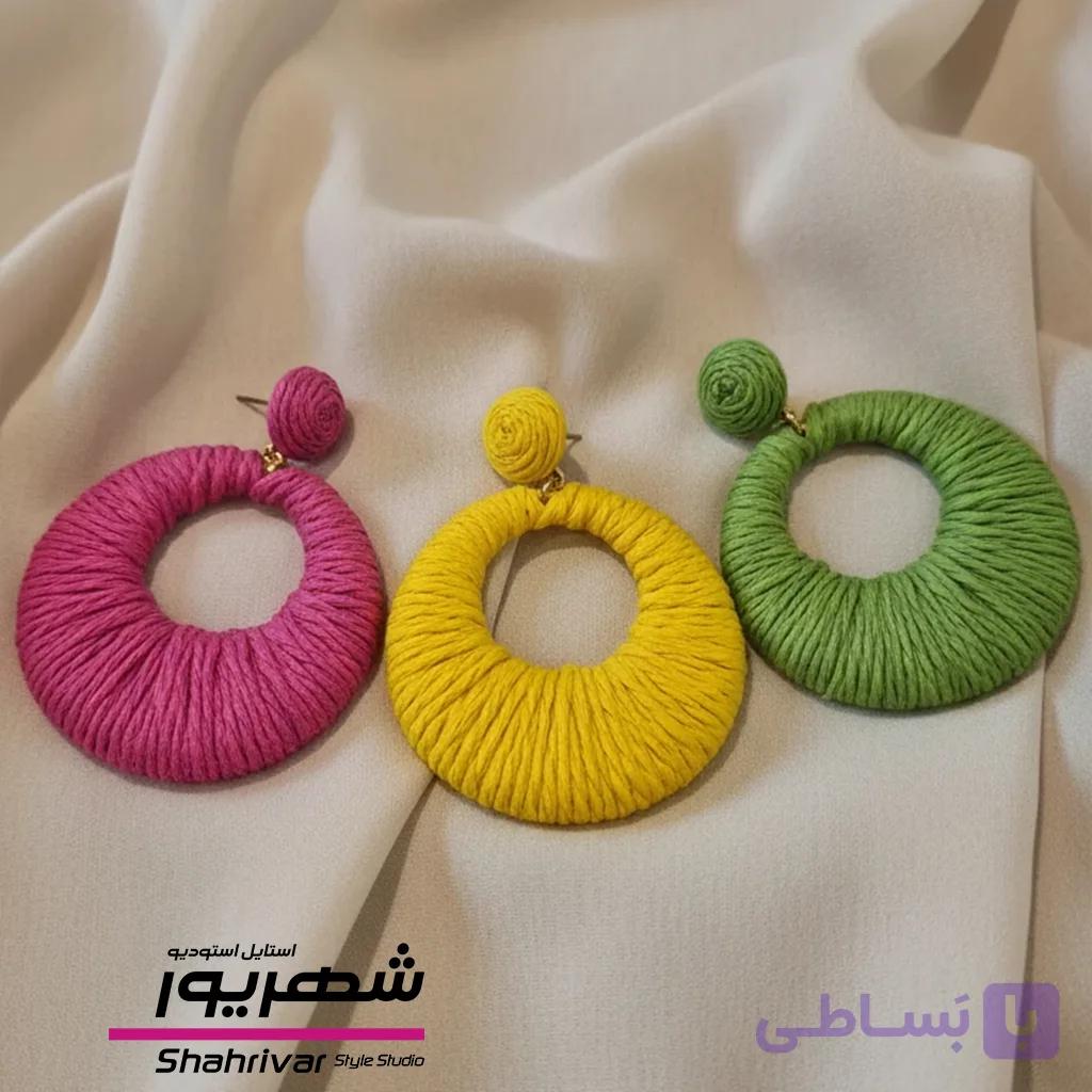 گوشواره زنانه رنگی حصیری