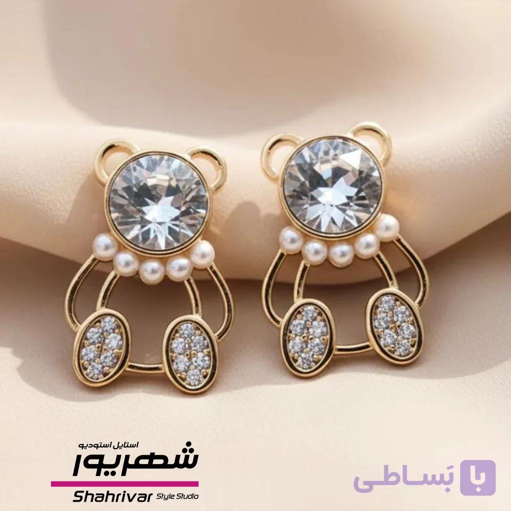 گوشواره زنانه میخی ژوپینگ خرس و الماس