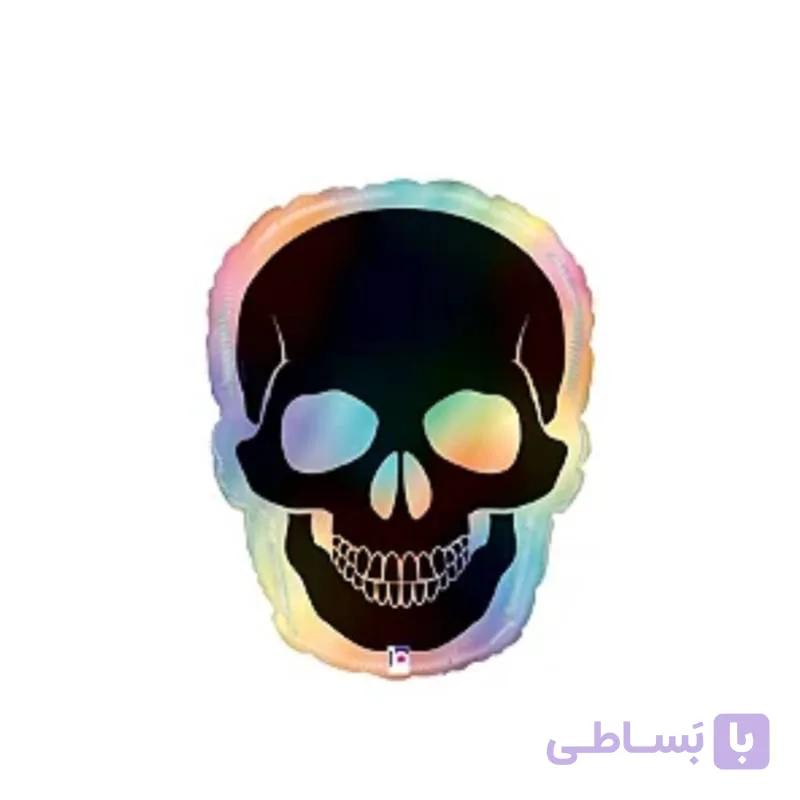 بادکنک هالووین فویلی طرح جمجمه اسکلتی — تصویر 1