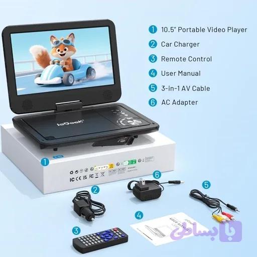 پخش کننده دی وی دی برندieGeek همگام سازی تلویزیون، USB و SD، قابل حمل شارژی اورجینال امازون المان — تصویر 1