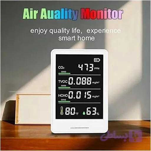 مانیتور حرفه‌ای 5کاره کیفیت هوا CO2 رطوبت TVOC و…..اورجینال امازون المان — تصویر 1