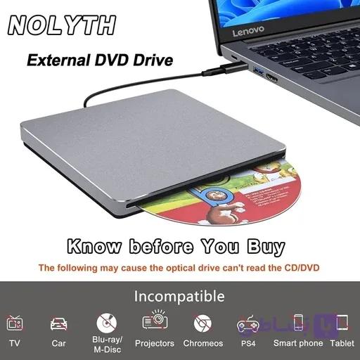 دی وی دی رایتر اکسترنال رابط type C برند NOLYTH اورجینال امازون المان — تصویر 1