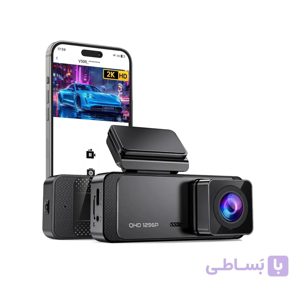 دوربین داشکم خودرو Wifi با اپلیکشن کیفیت تصویر2K طرح مخفی اورجینال امازون المان — تصویر 1