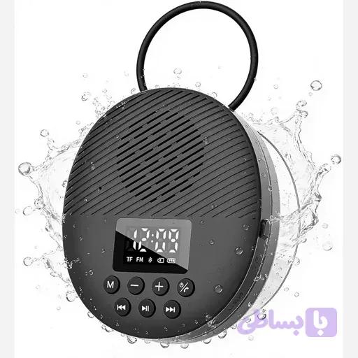 اسپیکر بلوتوثی ضداب .رادیو FM.ساعت بیدار باش پاسخگویی تماس اورجینال امازون المان — تصویر 1