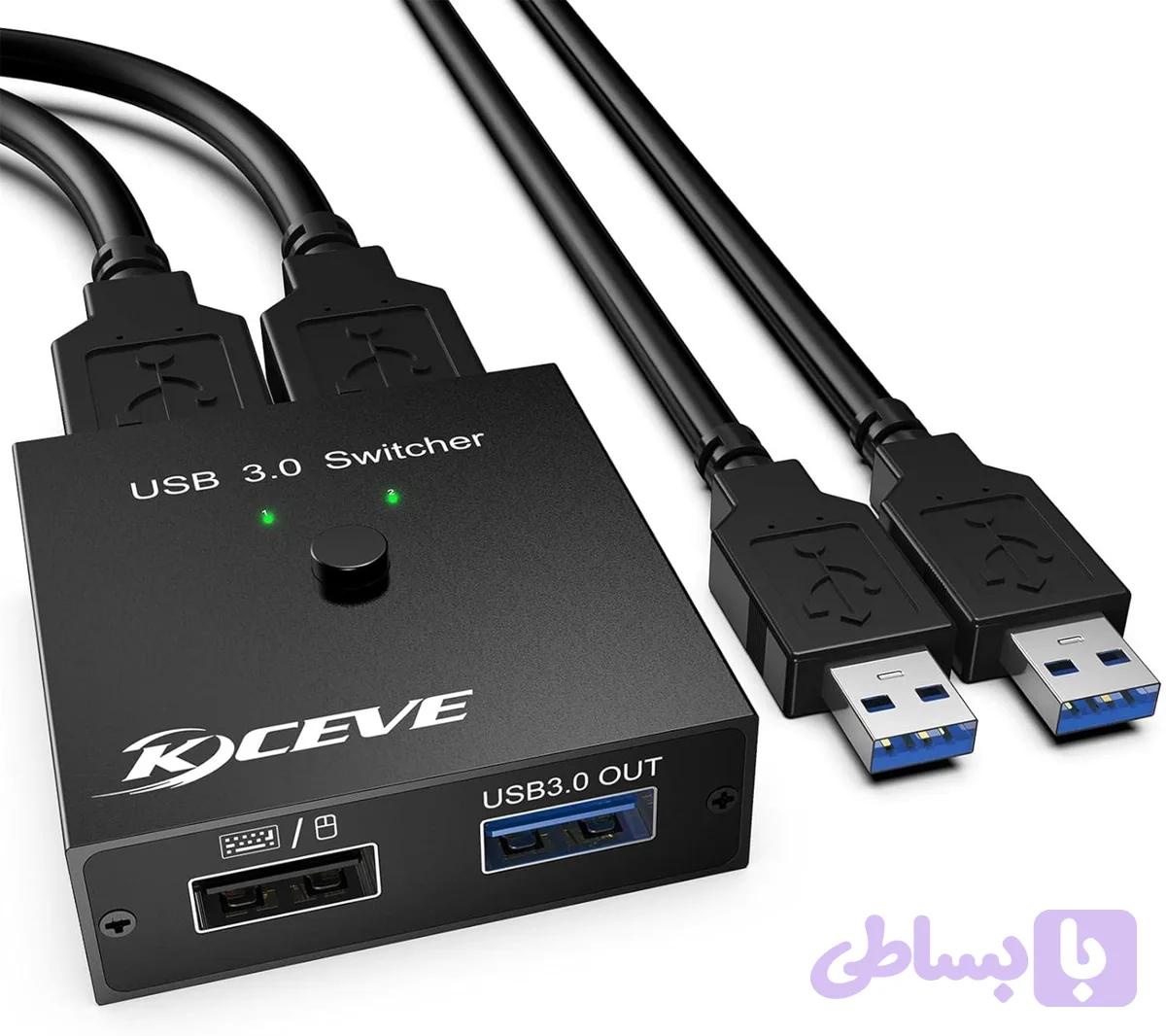 سوئیچر USB 3.0 برند KCEVE همراه 2عدد کابل اورجینال امازون المان — تصویر 1