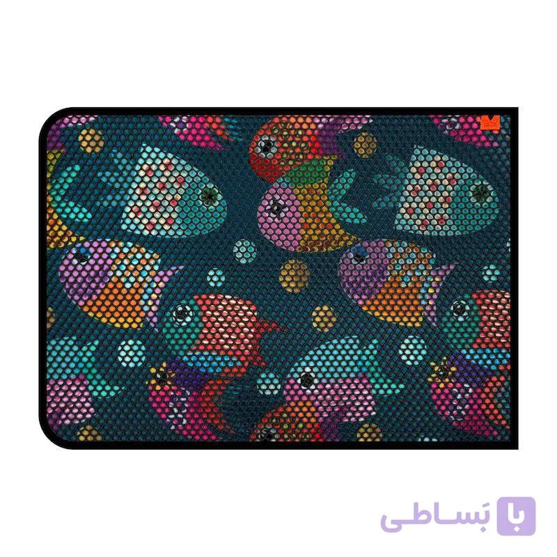 مت ظرف خاک گربه برند تادو طرح ماهی آبی  (سایز 90*70)