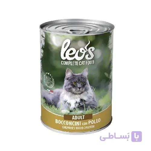 کنسرو ادالت گربه مونژه طعم مرغ Leos Adult Chunkies With Chicken با وزن 415 گرم