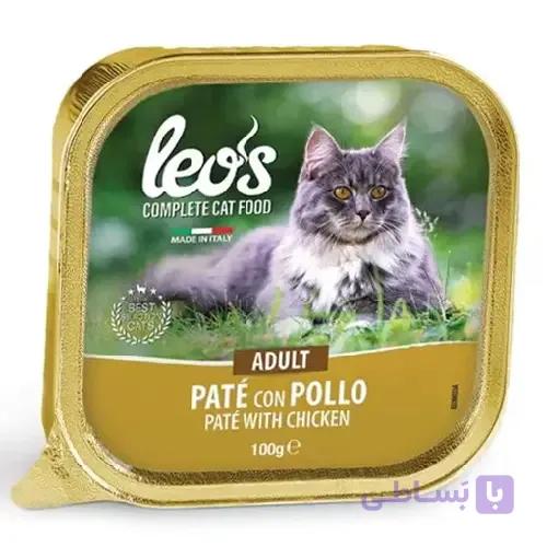 ووم ادالت گربه مونژه طعم مرغ Leos Adult Chicken Pate با وزن 100 گرم