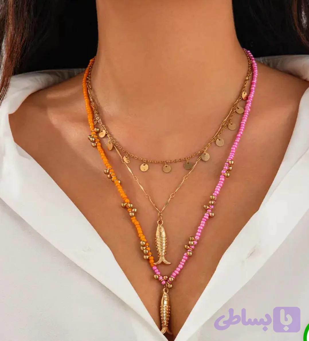 گردنبند سه لاین ماهی وارداتی