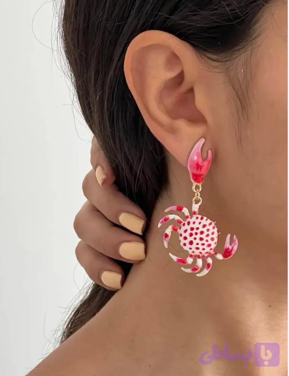 گوشواره خرچنگ صورتی وارداتی