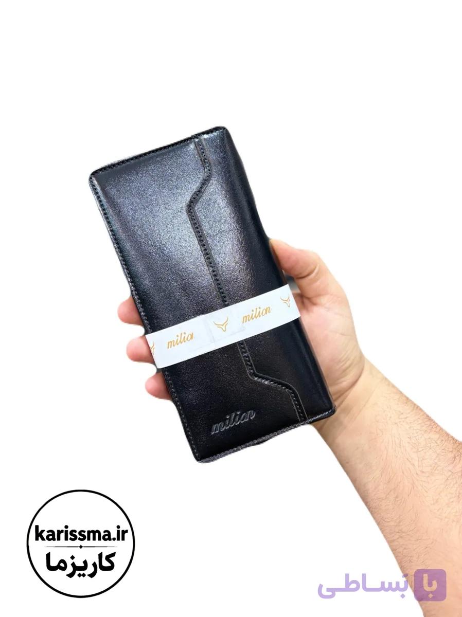 کیف پول کُتی ساده چرم طبیعی میلیان