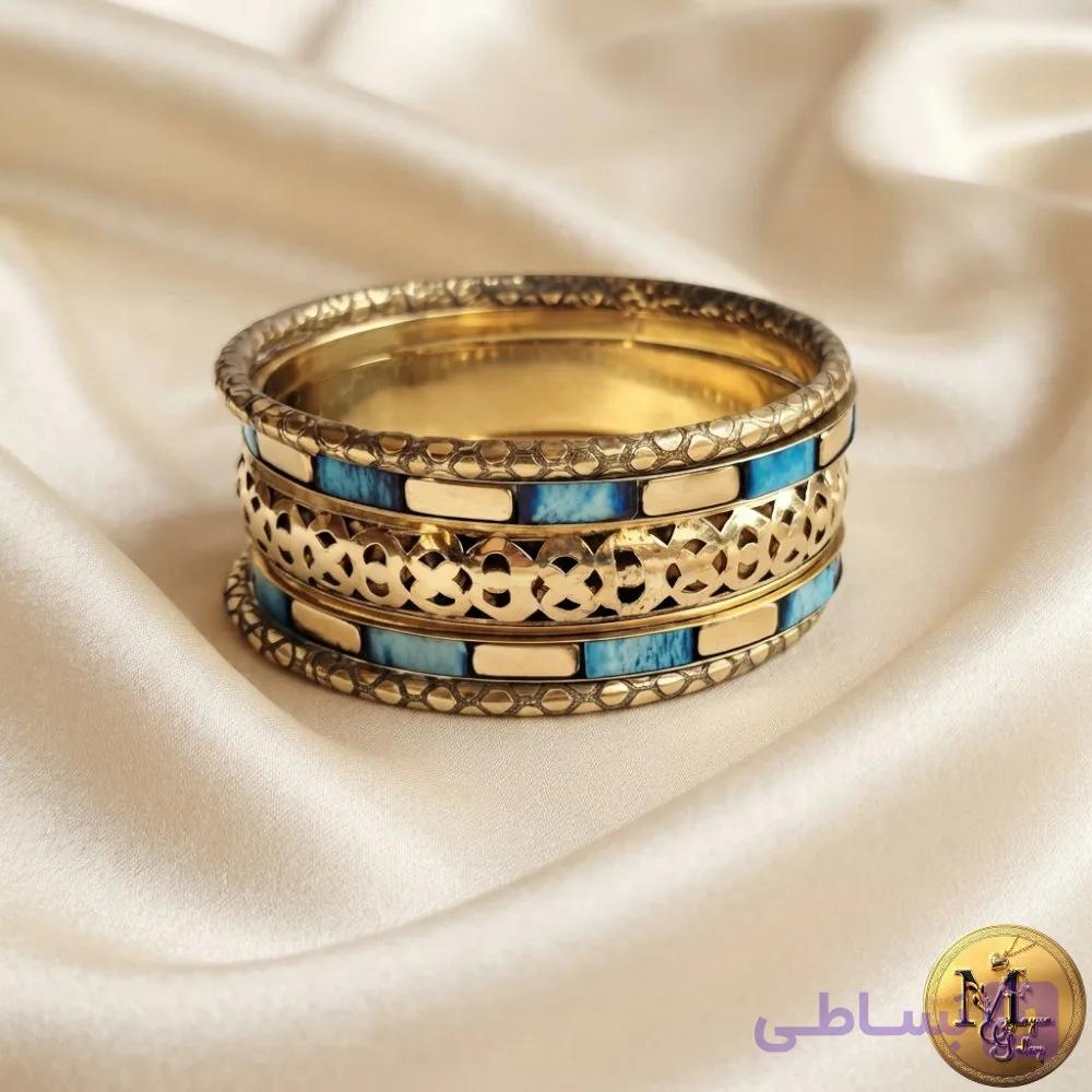 النگو کستینگ هندی میناکاری فیروزه ای ست 5 عددی — تصویر 1