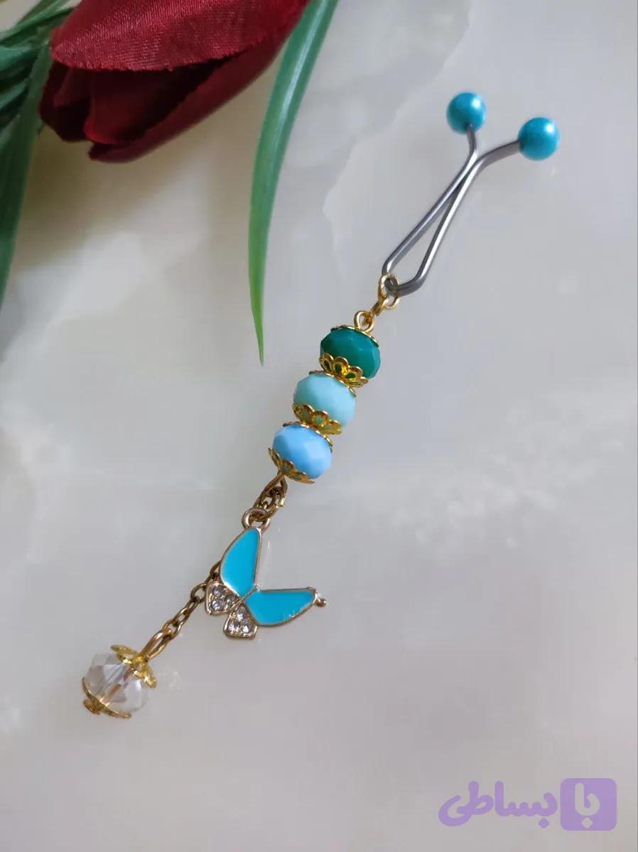 گیره روسری مجلسی طرح پروانه کوچک آویزدار