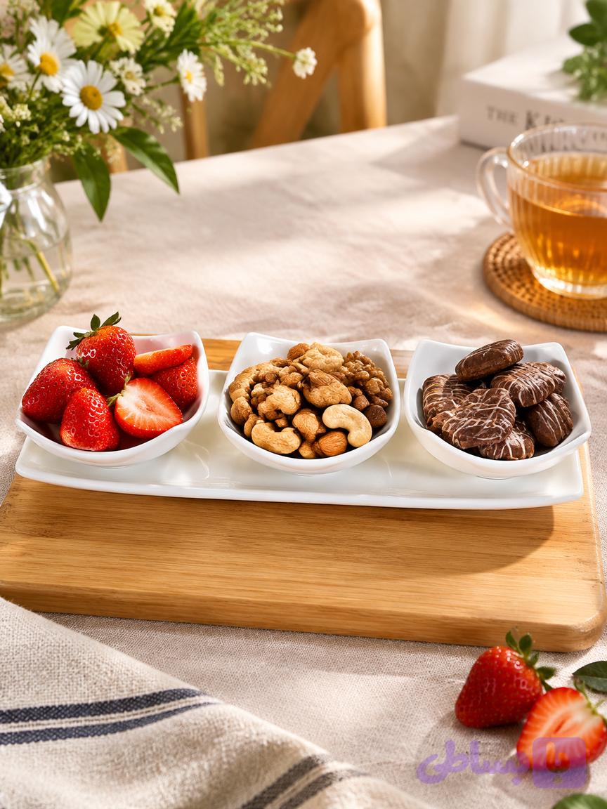 اردو خوری 3 عددی با سینی سرامیکی اکونومی — تصویر 1