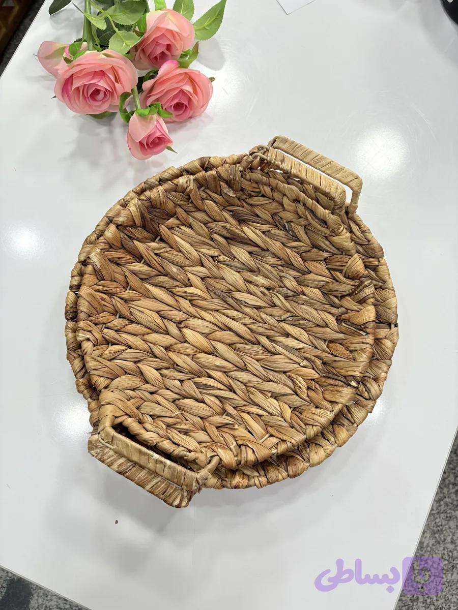 سبد حصیری گرد شاسی فلزی — تصویر 1