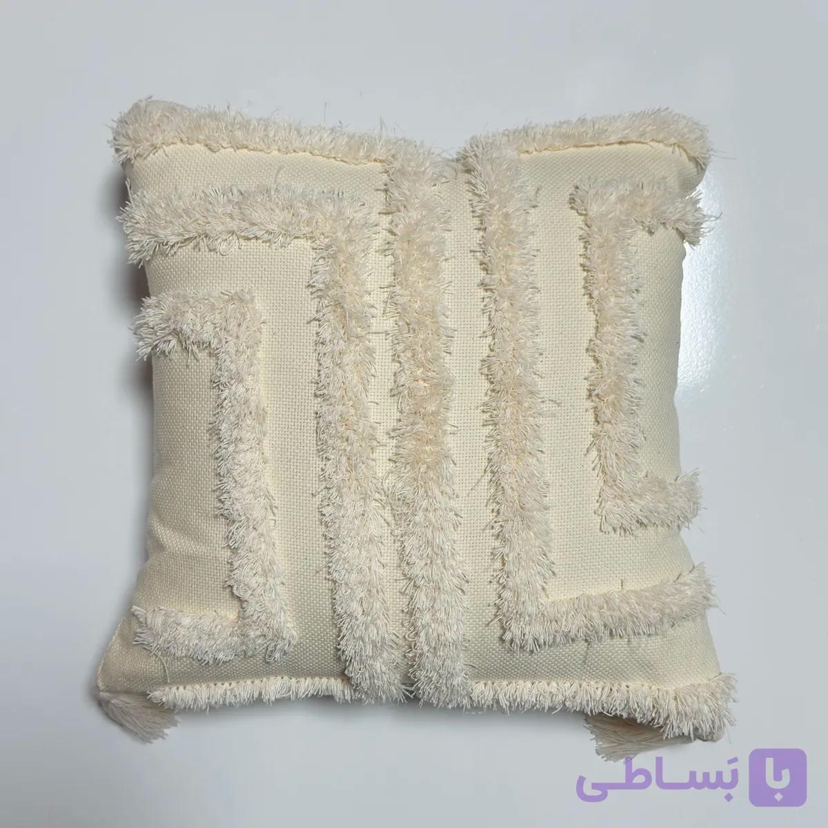 کاور کوسن مربعی کنفی پانچ‌دوزی شده ، طراحی خاص با زیپ مخفی در ابعاد ۴۵×۴۵