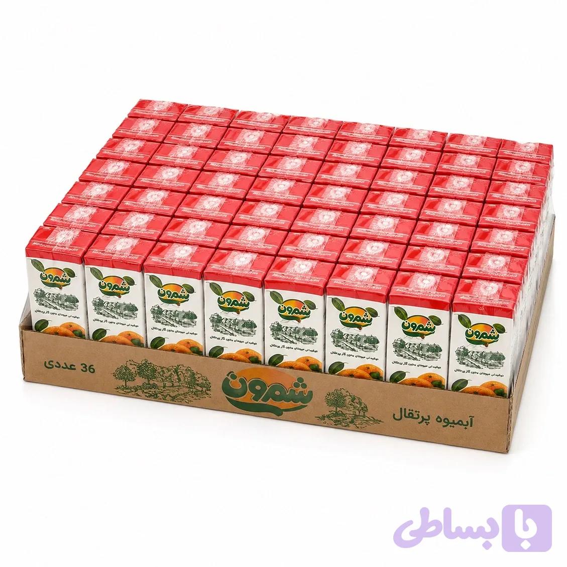 آبمیوه پرتقال شمرون – 200 میلی لیتر بسته 36 عددی — تصویر 1