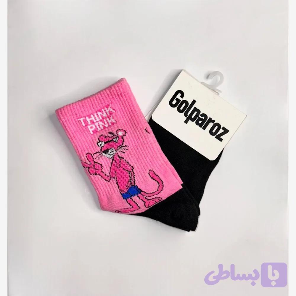 جوراب نیم ساق پلنگ صورتی
