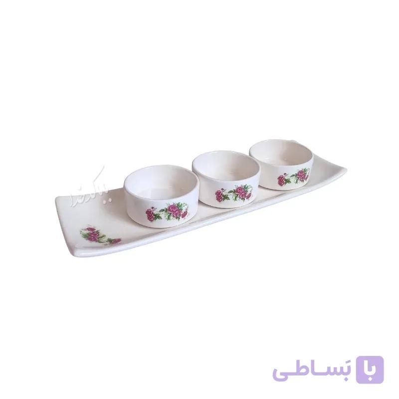 ست دیپ خوری مدل گل قرمزی — تصویر 1