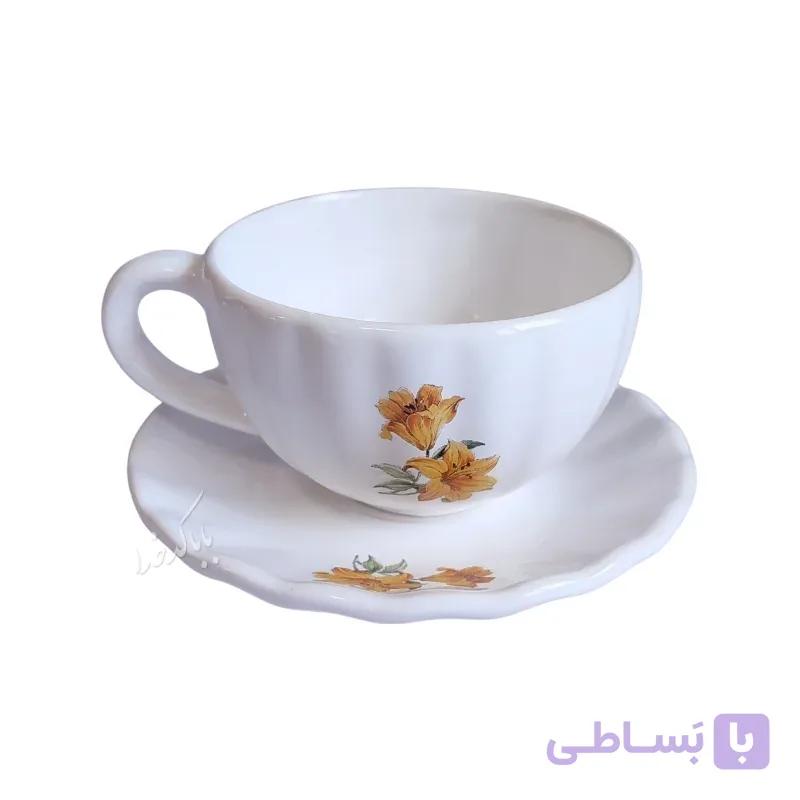 فنجان و نعلبکی مدل سوسن زرد — تصویر 1