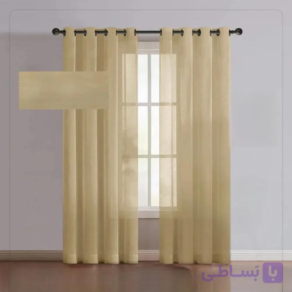پرده پانچی آماده حریر رنگ نسکافه‌ای تیره