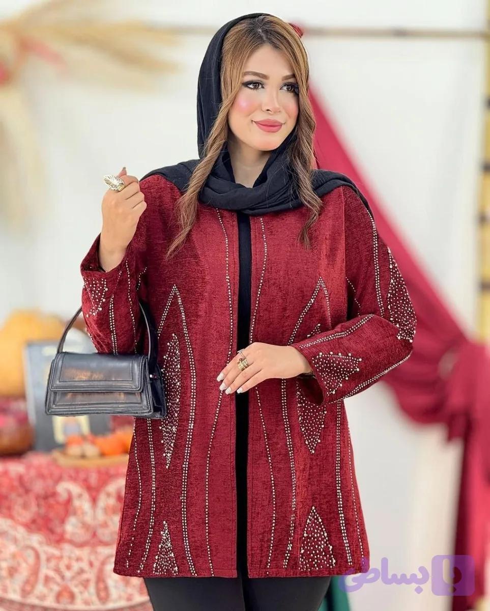 کت زنانه گلاره مخمل خارجی نگین‌ دار با کیفیت اعلا