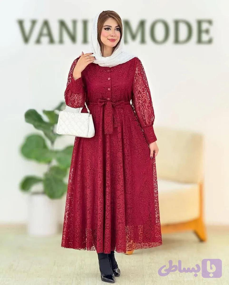 پیراهن زنانه گیپوری شیک با پارچه دانتل