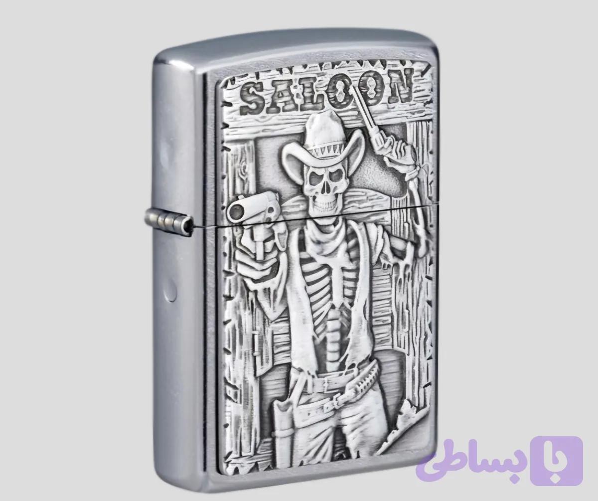 فندک زیپو اصلی کد Zippo Lighter 49298 207 SALOON SKULL EMBLEM