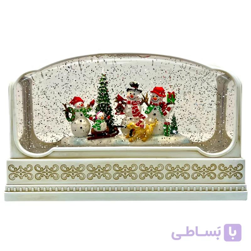 گوی موزیکال مدل پمپی لایت باکس آکواریومی طرح قصر آدم برفی و کریسمس کد P4188