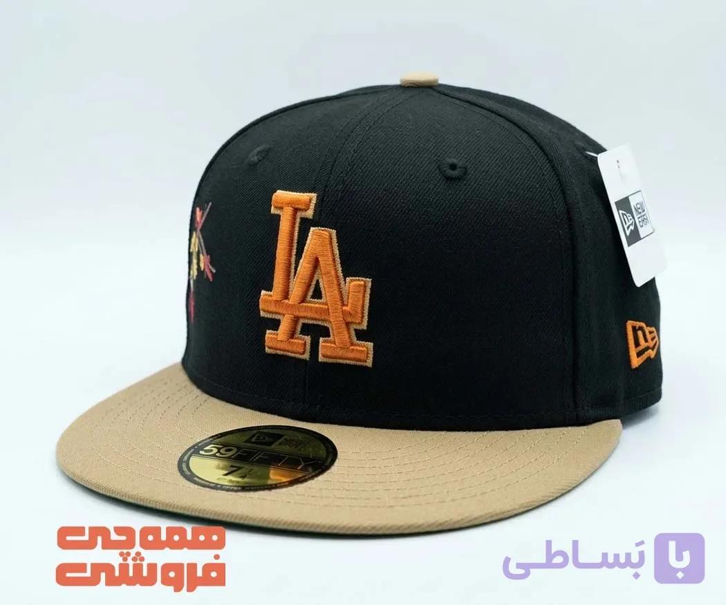 کلاه بک فیت نیو ارا مشکی نارنجی LA | سری 59 fifty — تصویر 1