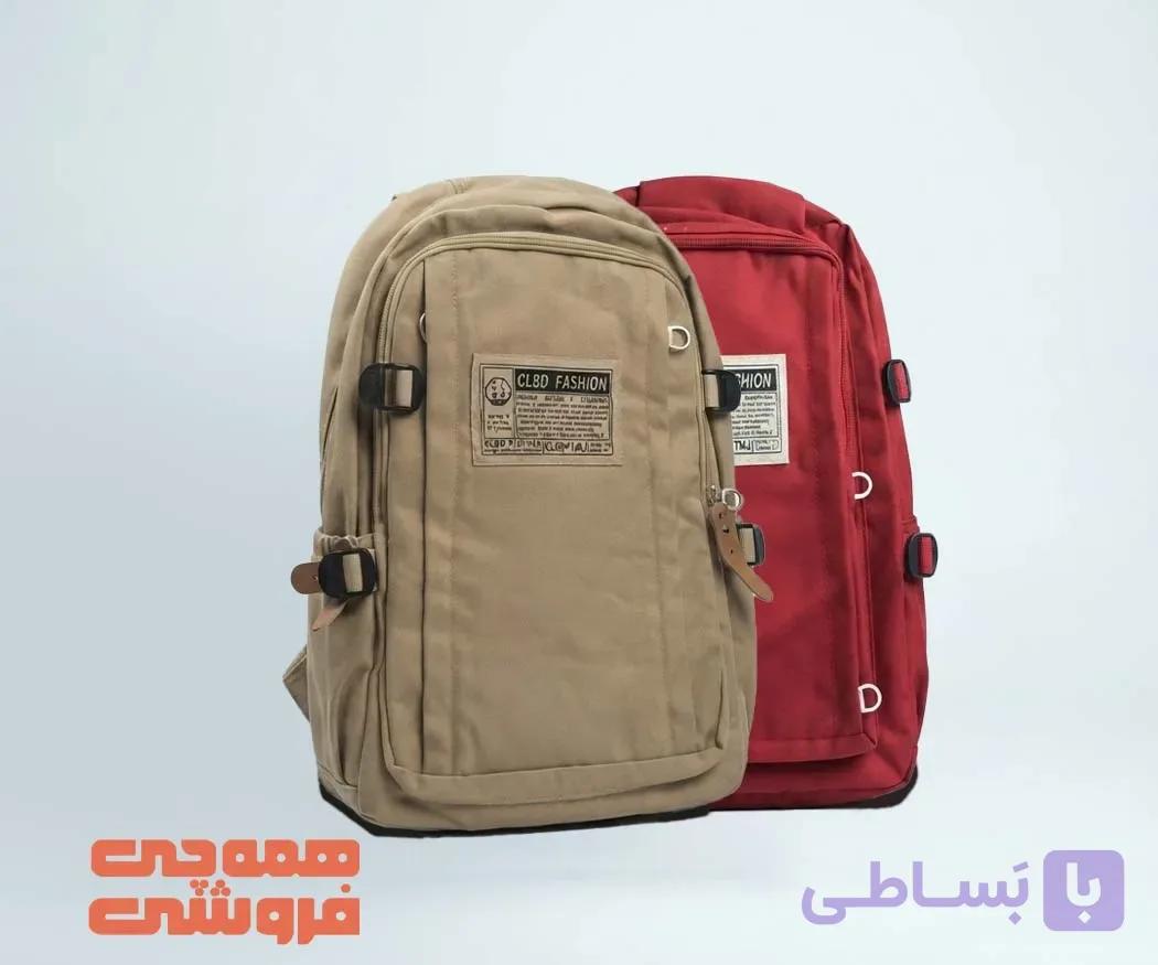 کوله پشتی دانشجویی دخترانه CLBD Fashions | طرح مینیمال کرم و زرشکی — تصویر 1