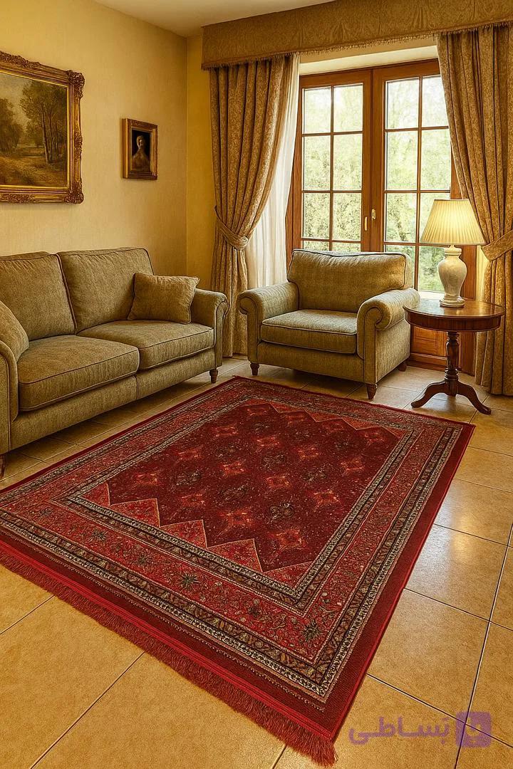 فرش طرح قدیم زمینه زرشکی کد نقشه 4104