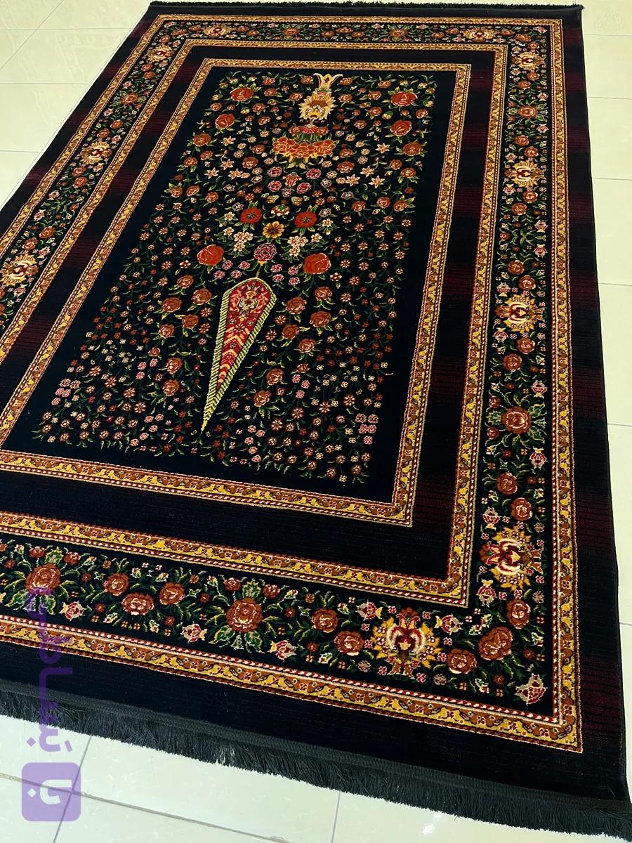 فرش ماشینی زمینه بژ طرح سرو کد 4120