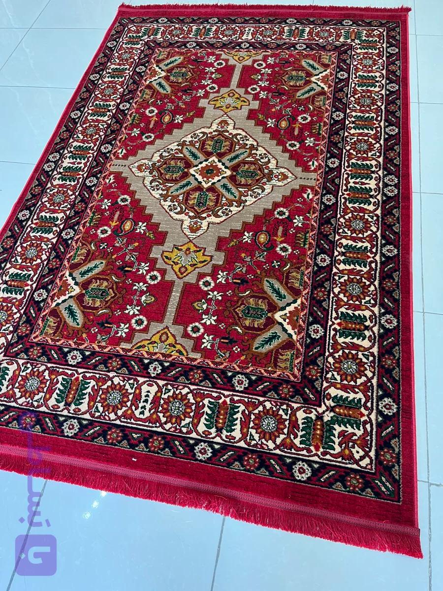 فرش طرح قجری زمینه لاکی کد 4126