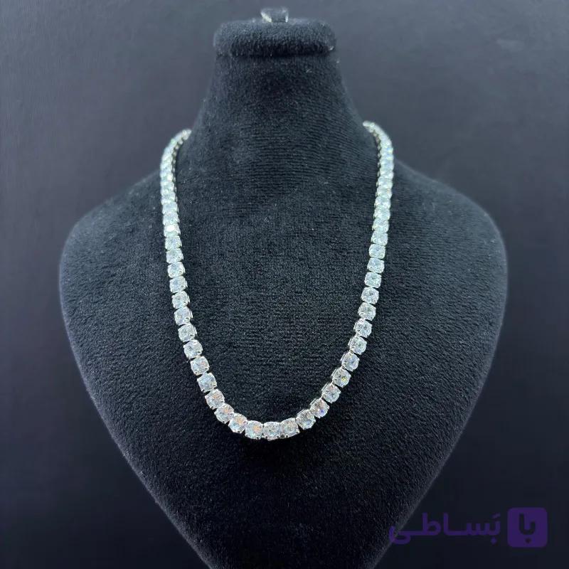 گردنبند تنیسی ریز نقره‌ای