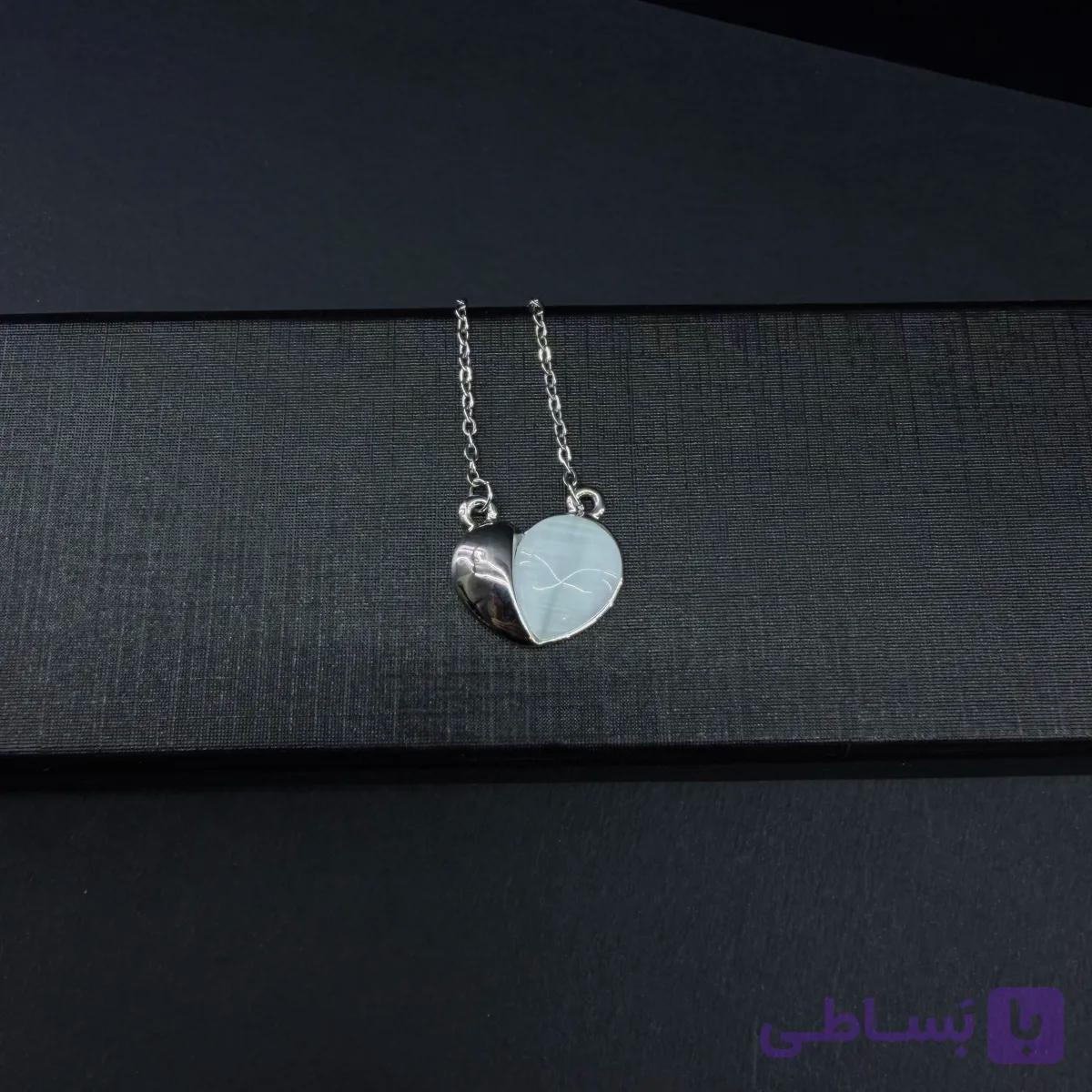 پلاک قلب سنگی نقره ای