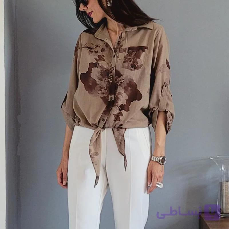 شومیز گره ای گلدار — تصویر 1