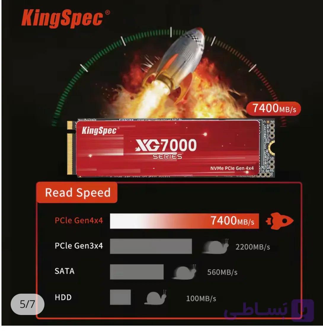 هارد اس اس دی مدل NE-1tKingSpec m2.  SSD M2 مدل ظرفیت 1t ترابایت   NE -1TB