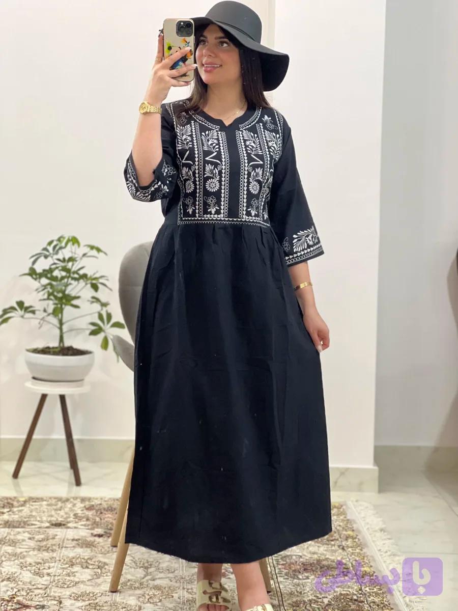 پیراهن لینن چاپی قواره دار